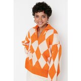 Trendyol Orange Oversize Jacquard Knitwear Sweater Cene