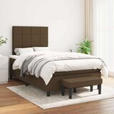  Box spring postelja z vzmetnico temno rjav 120x200 cm blago, (20899045) Cene