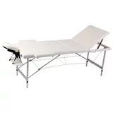  Krem bijeli sklopivi masažni trodijelni stol s aluminijskim okvirom