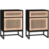  Noćni ormarići 2 kom crni 40 x 30 x 55,5 cm od drva i željeza | Eponuda.com
