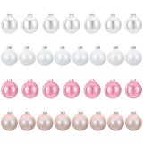  Set božićnih kuglica 30 kom. Ružičasta i bijela 6 cm Polistiren | shoptok.hr