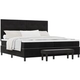 vidaXL Postelja s škatasto vzmetjo z vzmetnico in benches Črna 200x200 cm Pliš | Shoptok.si