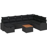 Sjedeća garnitura za vrt 9 kom. Crna poliratan 289 x 179 x 85 cm | Shoptok.si