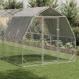 vidaXL Piščančji poligon s streho 2,5x10x2,25 m Pocinkano jeklo - - Srebrna - 83.9 - 2.5 x 10 x 2.25 m - 2025- | Shoptok.si
