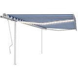 vidaXL tenda na ručno uvlačenje s LED svjetlima 4,5x3,5 m plavo-bijela Cijene