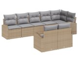 vidaXL 8-delni vrtni kavč set z mlinčki bež poli ratan | Shoptok.si