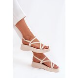 Boto Women's Platform Sandals With Straps Light Beige Civara | ePonuda.com