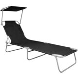 Maison Chic Zložljiv Ležalnik - Sončna ležalnik s streho črn aluminij, (22043446) | Shoptok.si