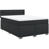  s oprugama i madracem crni 140 x 190 cm od umjetne kože | shoptok.hr