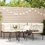 Maison Chic Vrtni kavč - Zunanji kavč z blazinami oblika črke L črno jeklo in tekstilen, (22043605) | Shoptok.si