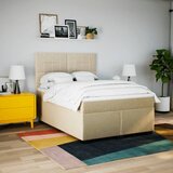  Krevet s oprugama i madracem krem 160x200 cm od tkanine | shoptok.hr
