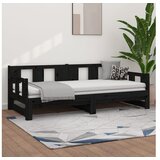  Izvlečna dnevna postelja črna trdna borovina 2x(90x190) cm | Shoptok.si