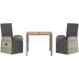  3-dijelni vrtni blagovaonski set sivi od poliratana Siva Dužina stola 90 cm | Shoptok.si