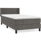 Box spring krevet s madracem tamnosivi 90x200 cm baršunasti | shoptok.hr