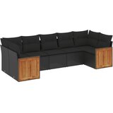 Maison Chic Seti vrtnega pohištva - Vrtna garnitura - Vrtni pohištvo set 7-delna z blazinami črn poli ratan, (21802720) | Shoptok.si