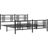  The Living Store Kovinski posteljni okvir z vzglavjem in vznožjem črn 193x203 cm - Posteljni Okvir, (21497676) | Shoptok.si