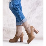 Gemre Dark beige eco leather block heel ankle boots Asera | shoptok.hr