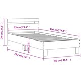  Okvir kreveta s uzglavljem siva boja betona 75x190 cm drveni | shoptok.hr