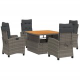  The Living Store Vrtna jedilna garnitura 5-delna z blazinami siv poli ratan - Vrtna Jedilna Garnitura, (21451258) | Shoptok.si