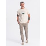 Ombre Men's JOGGER pants with zippered cargo pockets - beige Cijene