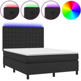  Krevet box spring s madracem LED crni 140x200cm od umjetne kože | shoptok.hr