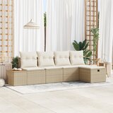 vidaXL 5-delni vrtni kavč set z blazinami bež poli ratan | Shoptok.si