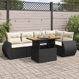  6-dijelni set vrtnih sofa s jastucima crni od poliratana | shoptok.hr