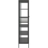  Visoka komoda crna 85 x 40 x 180 cm od stakla i čelika | shoptok.hr