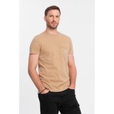 Ombre Men's cotton t-shirt with pocket print Streetstyle - sand Cijene
