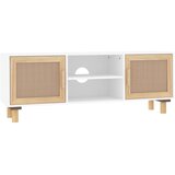 TV ormarić bijeli 105x30x40 cm od borovine i prirodnog ratana | shoptok.hr