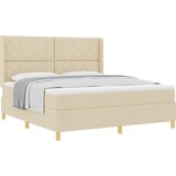 vidaXL Box spring krevet s uzglavljem Krema 180 x 200 cm tkanina - Krema 180 x 200 cm Dizajn s rombovima | shoptok.hr