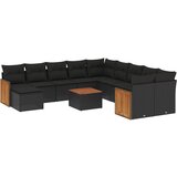  The Living Store Vrtna sedežna garnitura 12-delna z blazinami črn poli ratan - Vrtna Sedežna Garniture, (21453283) | Shoptok.si