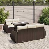 Maison Chic Seti vrtnega pohištva - Vrtna garnitura - Vrtni pohištvo set 6-delna z blazinami rjav poli ratan, (21805170) | Shoptok.si