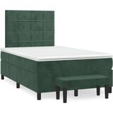 vidaXL Krevet box spring s madracem tamnozeleni 120x190 cm baršunasti - Tamnozelena 120 x 190 cm Blok s kvadratima | shoptok.hr