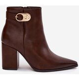 Boto Women’s heeled boots with gold detail chocolate Tharina | Shoptok.si