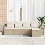 vidaXL Set od 5 vrtnih kauča s jastučićima bež poli ratan | shoptok.hr