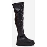 Boto Knee High Women's Boots On Platform With Delicate Wedge Black Lydira | Shoptok.si