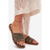 Boto Embellished Flat Sandals Green Anniles | shoptok.hr