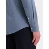 Ombre Men's SLIM FIT shirt in decorative fabric with pocket - blue OM-SHCS | Eponuda.ba