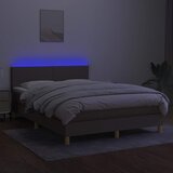  box spring s madracem LED smeđesivi 140x200 cm tkanina | shoptok.hr