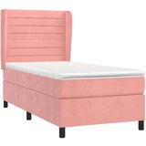 Box spring postelja z vzmetnico roza 100x200 cm žamet | Shoptok.si