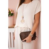 Kesi Włoski Viscose set pleated blouse + trousers beige | Shoptok.si