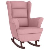 The Living Store Gugalni stol z nogami iz trdnega kavčukovca roza žamet - Gugalni Stol, (21488411) | Shoptok.si