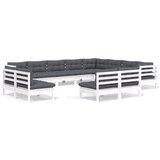 Maison Chic Seti vrtnega pohištva - Vrtna garnitura - Vrtni pohištvo set 12-delna z blazinami bela borovina, (21816468) | Shoptok.si