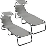  Sklopiva ležaljka za sunčanje 2 pcs Siva 190 x 57 x 81 cm | shoptok.hr