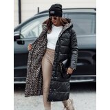 DStreet Kurtka damska VELVETTI długa pikowana z kapturem dwustronna czarna | shoptok.hr