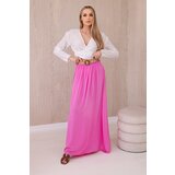Kesi Włoski Viscose skirt with decorative belt pink Cene