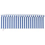 vidaXL Ročno zložljiva tenda s senčilom 4,5x3 m modra in bela | Shoptok.si