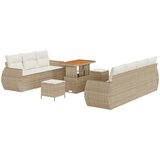 vidaXL 10-delni set vrtnih sofa z blazinami bež poli ratan akacija, 3-delni set vrtne jedilnice z blazinami bež poli ratan akacija Cene