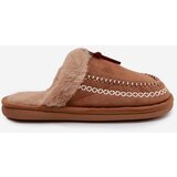 Boto Women's slippers with fur and embroidery brown Perivelle | shoptok.hr